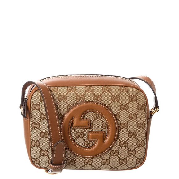 Gucci Blondie Mini Gg Canvas & Leather Camera Bag, Brown - Picture 1 of 4